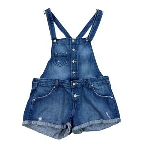 Levi's Denim Shortalls Women's Large Blue Dark Wash Removable Shorts
